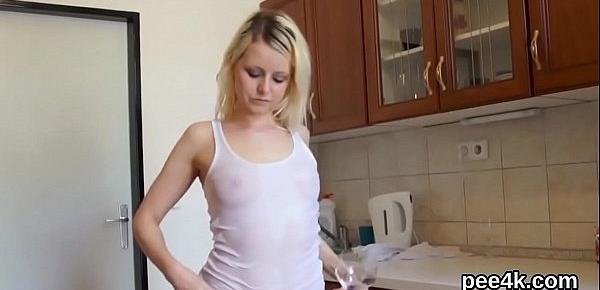  Exceptional honey gets her slim snatch entire of warm piss and squirts